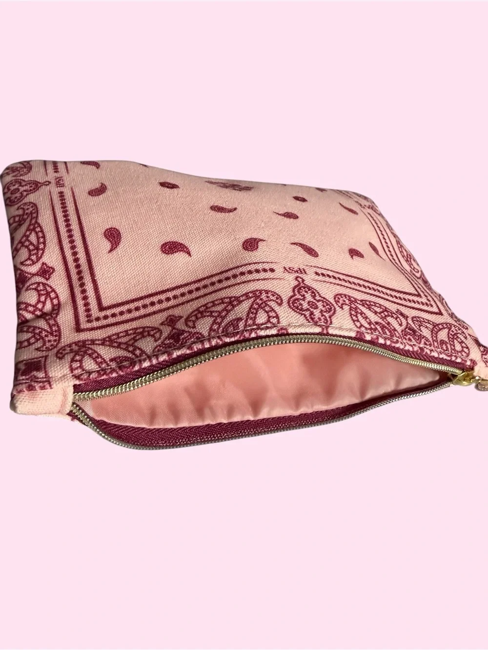 ipsy Pink Bandana-Print Canvas Cosmetic Pouch BRAND NEW
